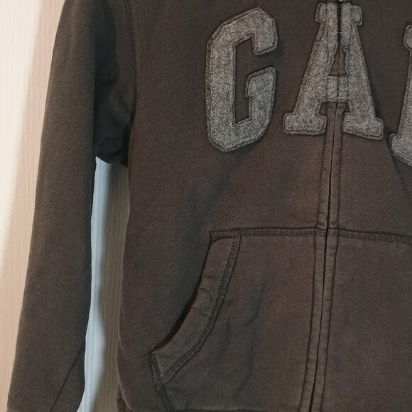 Gap Kids/Zip Hoodie/Kids M 8/Gray Textured Logo Pocket - Picture 4 of 7